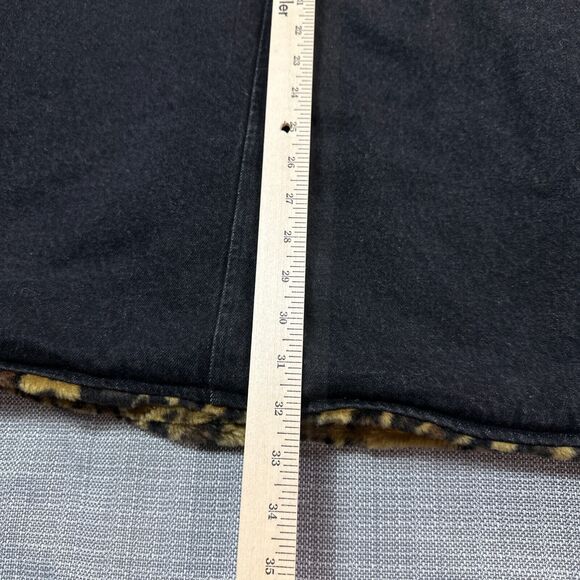 Mob Wife Faux Fur Cheetah Jacket Large Hooded Reversible to Denim Maximalist - Picture 10 of 12